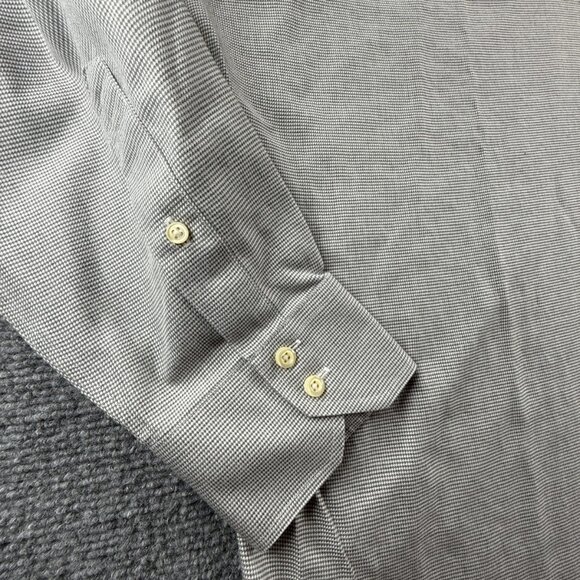 Brooks Brothers Regent Non-Iron 18 37 Check Cotton Gray Office Long Sleeve Shirt - Picture 8 of 14